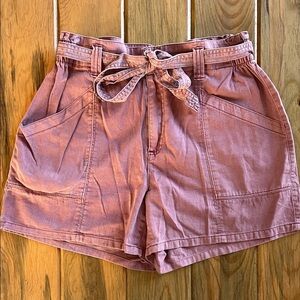 Old Navy Mauve High-Waist Tie-Belt Shorts